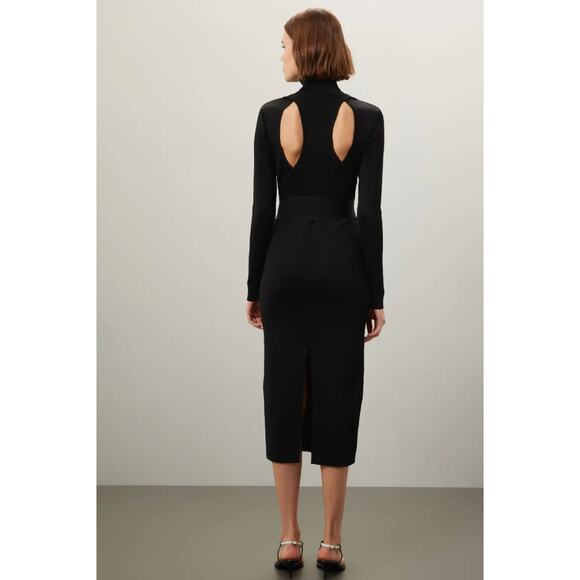 Toccin‎ x RTR Dress Womens Medium Black Knit Sweater Racer Midi Cutout Back - Picture 12 of 13